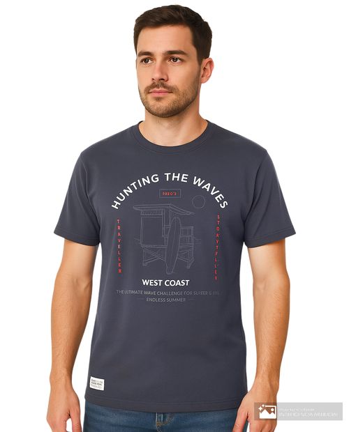 Camiseta Orange regular fit negro con estampado "West Coast" para hombre