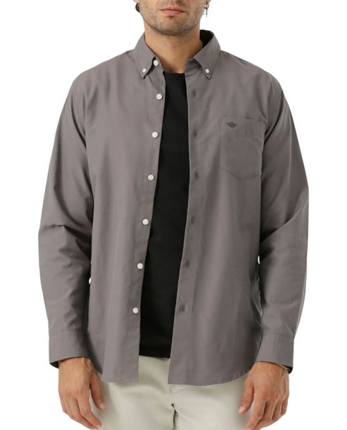 Camisa casual Dockers classic fit gris sólida para hombre