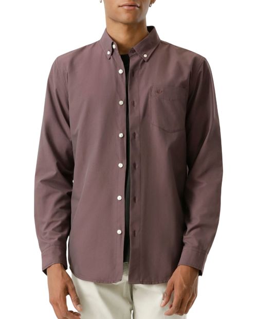 Camisa casual Dockers classic fit café sólida para hombre