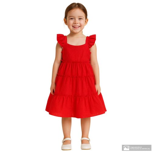 Vestido rojo sólido para niña