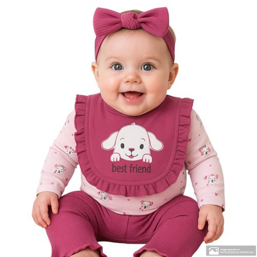 Conjunto de 4 piezas bicolor con estampado para bebé niña