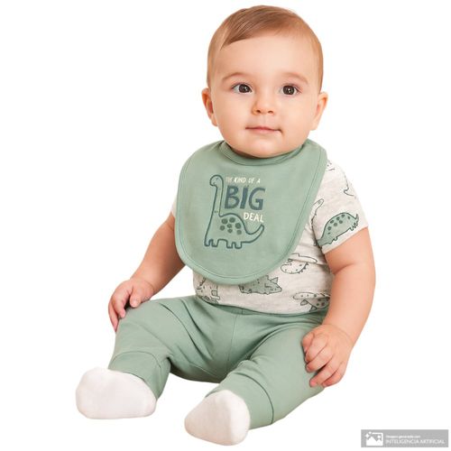 Conjunto de 3 piezas bicolor con estampado para bebé niño