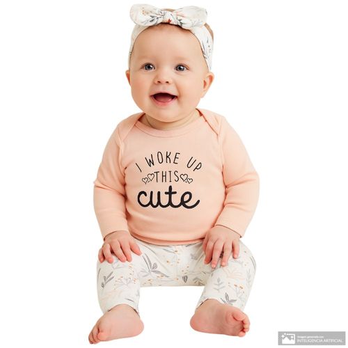 Conjunto de 3 piezas bicolor con estampado para bebé niña