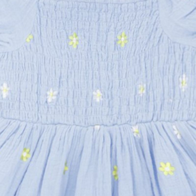 Niña Color Celeste Vestidos De NiÃ±a Frescos Vestido Manga Corta