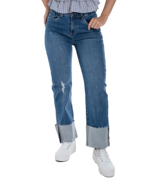 Jeans Orange straight azul cintura alta para mujer