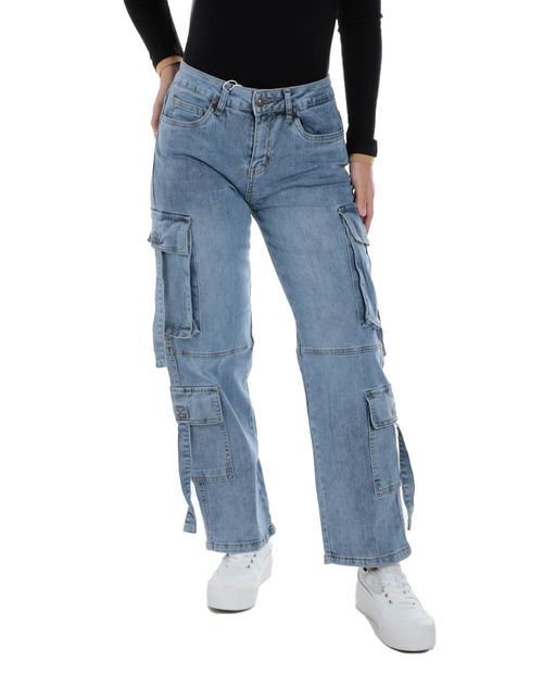 Jeans Orange straight azul de cintura media para mujer