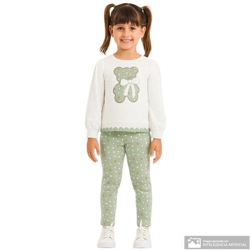 Conjunto de 2 piezas bicolor con estampado para niña