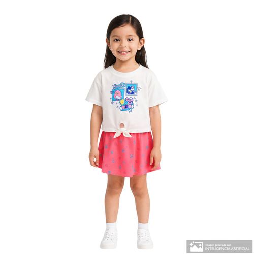 Conjunto de 2 piezas bicolor con estampado para niña