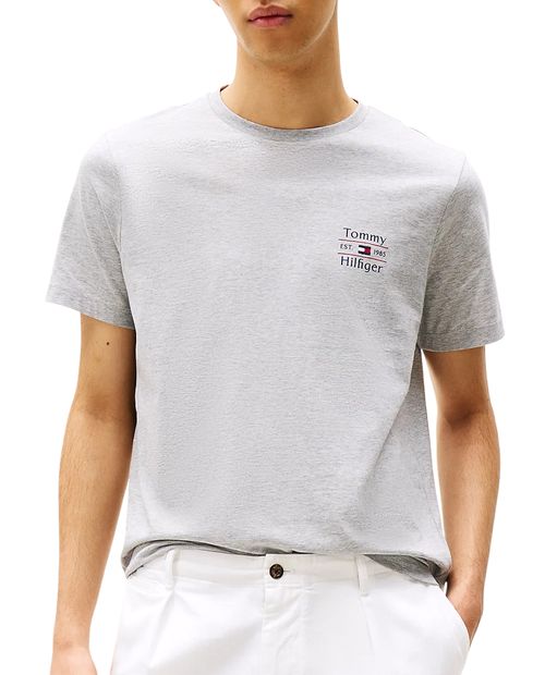 Camiseta Tommy Hilfiger regular fit gris heather estampada para hombre