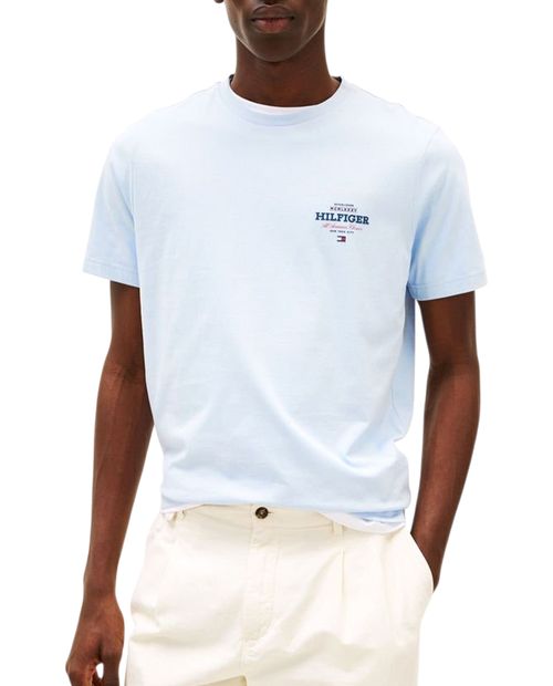 Camiseta Tommy Hilfiger regular fit celeste estampada para hombre