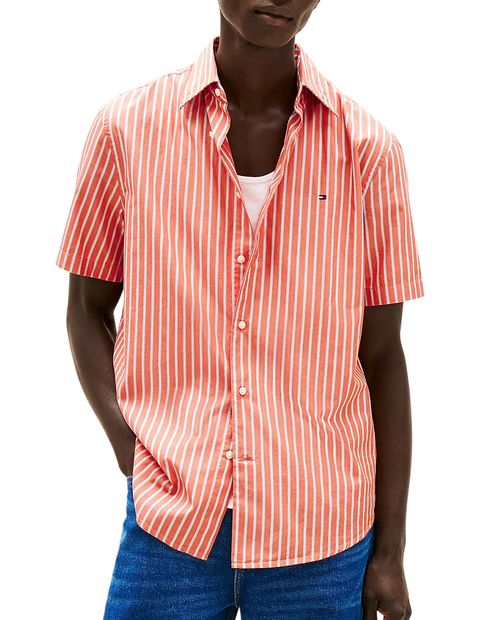 Camisa casual Tommy Hilfiger regular fit anaranjada rayada para hombre