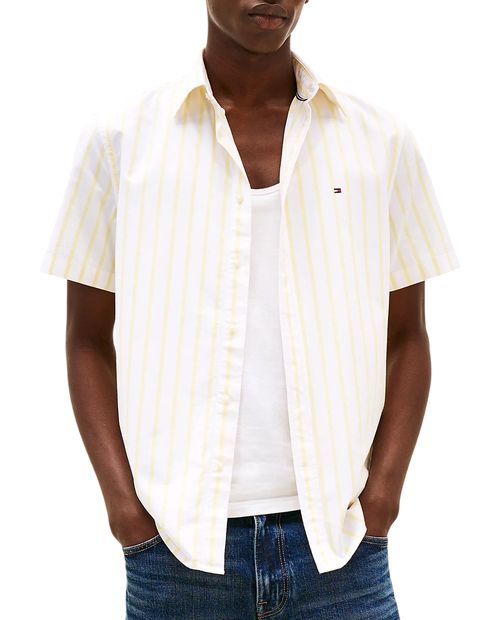 Camisa casual Tommy Hilfiger regular fit amarilla rayada para hombre
