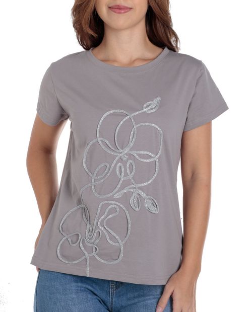 Camiseta Unexpected gris manga corta para mujer