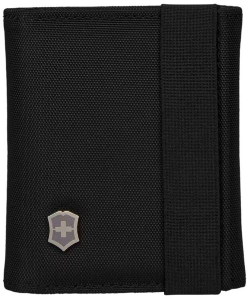 Billetera trifold Victorinox negra con textura para hombre