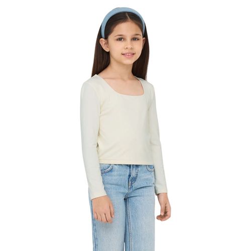 Blusa blanca sólido para niña