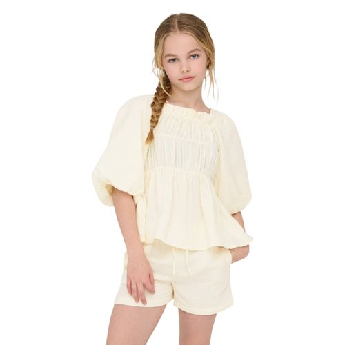 Blusa blanca sólido para niña