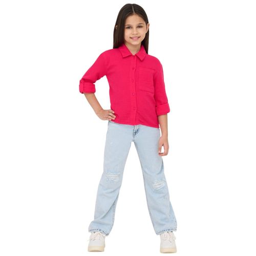 Blusa rosada sólido para niña