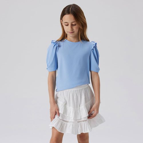 Falda blanca sólido sólido para niña