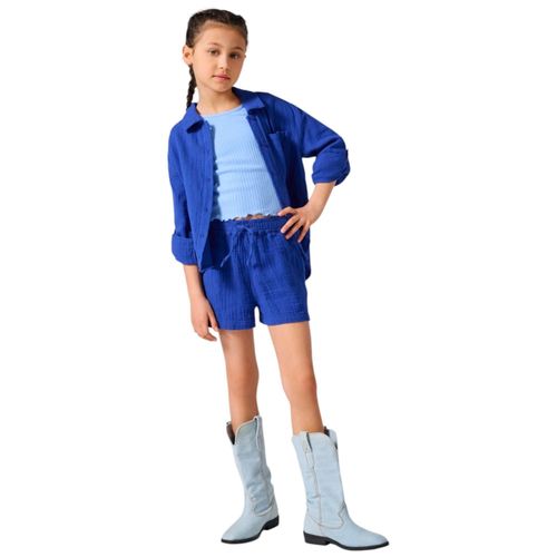 Short azul sólido para niña