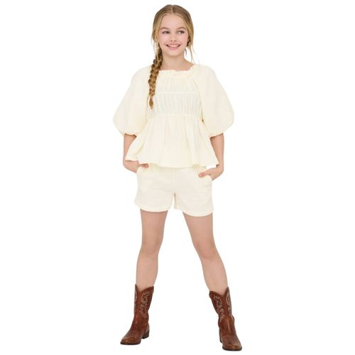Short beige sólido para niña