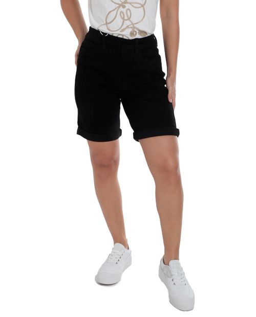 Short Nicolle bermuda negro de cintura alta para mujer