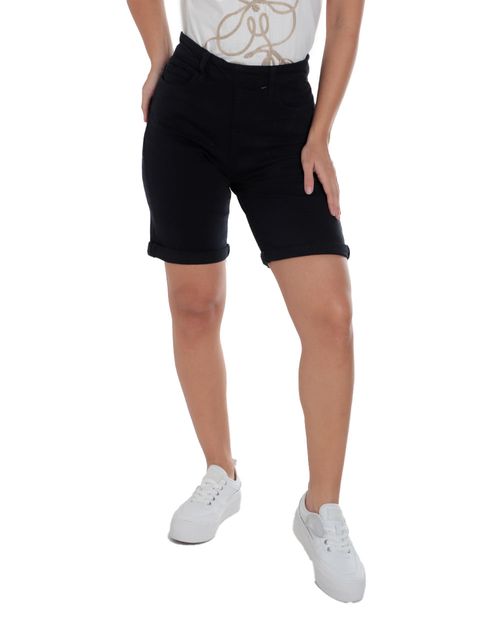 Short Nicolle bermuda negro de cintura alta para mujer