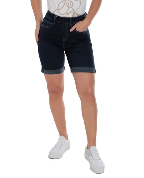 Short Nicolle bermuda azul de cintura alta para mujer