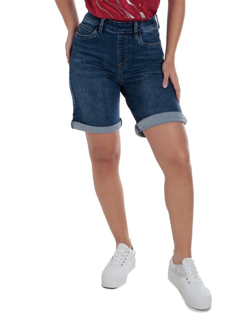 Short Nicolle bermuda azul de cintura alta para mujer