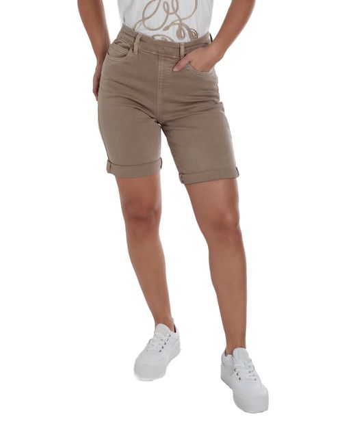 Short Nicolle bermuda beige de cintura alta para mujer