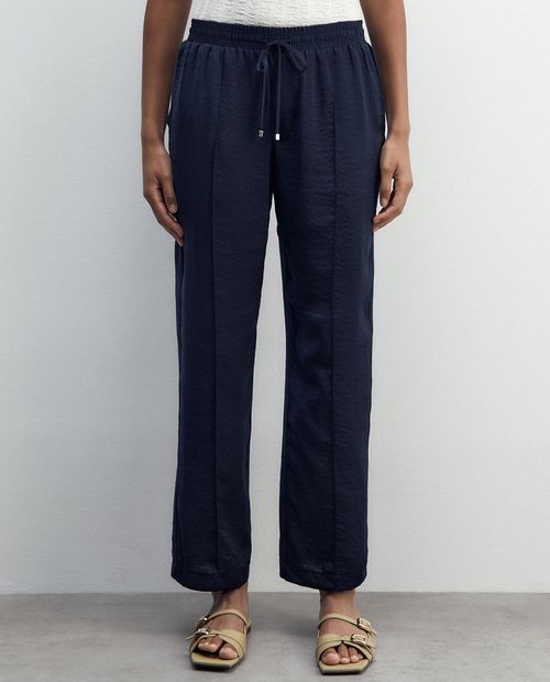 Pantalón Sfera pull on azul de cintura media para mujer