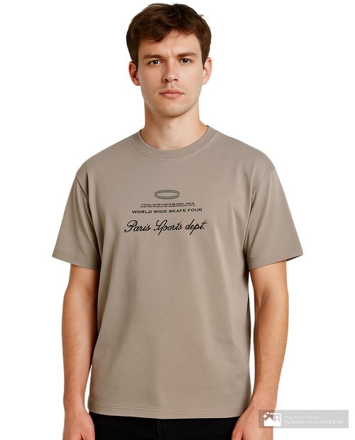 Camiseta Denim and Flower relaxed fit khaki con estampado "Paris Sports" para hombre