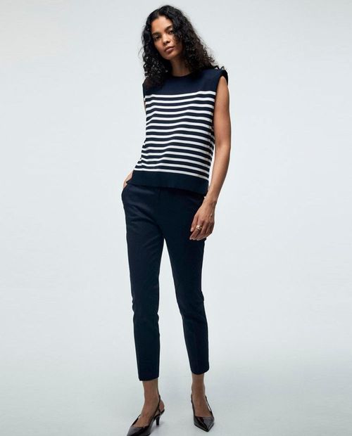 Pantalón Sfera chino azul de cintura media para mujer