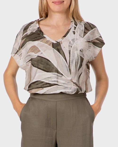 Blusa Punt Roma formal estampada manga corta para mujer