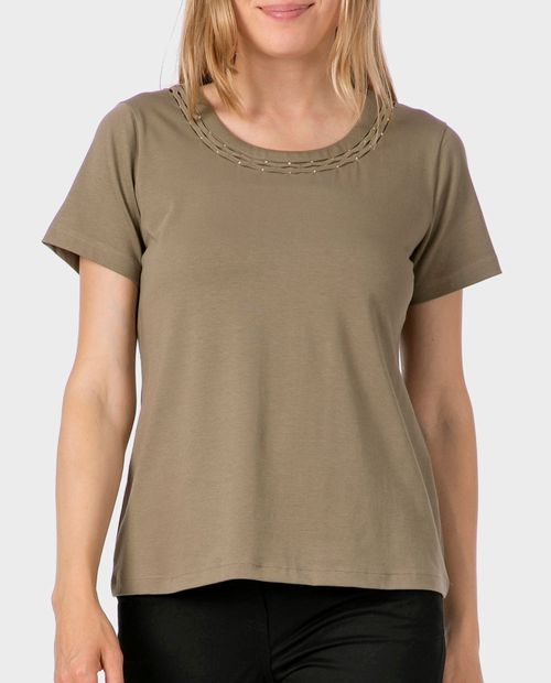 Blusa Punt Roma formal manga corta para mujer