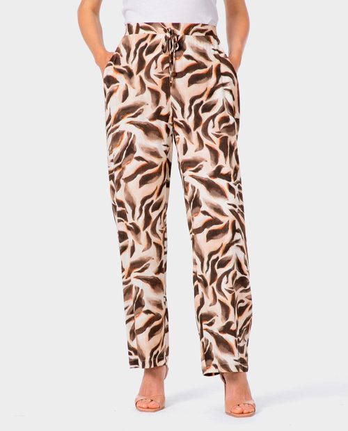 Pantalón Punt Roma pull on estampado de cintura alta para mujer