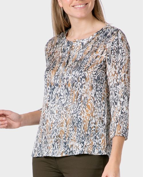 Blusa Punt Roma formal estampada manga 3/4 para mujer