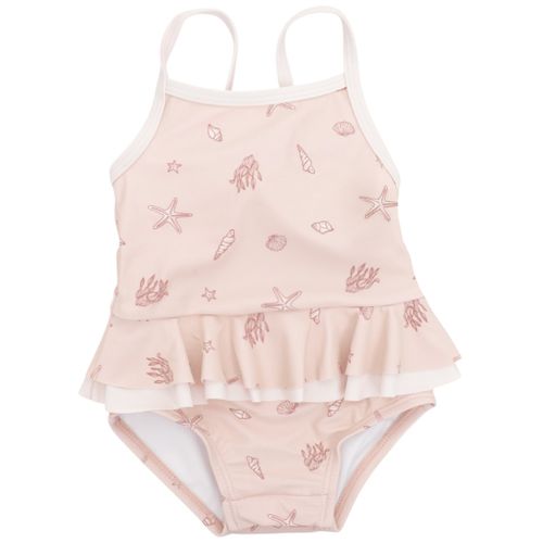 Traje de baño 1 pieza rosado con estampado marino para bebé niña