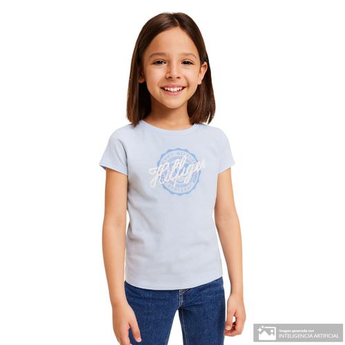 Blusa celeste con estampado para niña