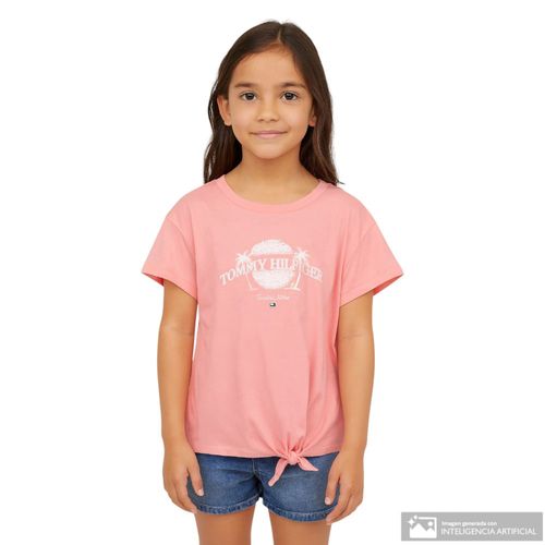 Blusa rosada con bordado para niña