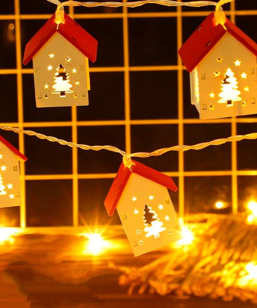 Guía de luz con figuras de casas