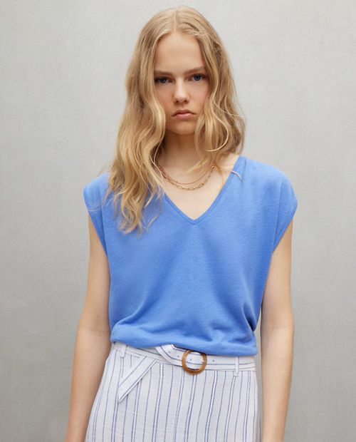 Camiseta Easy Wear celeste mangas cortas para mujer