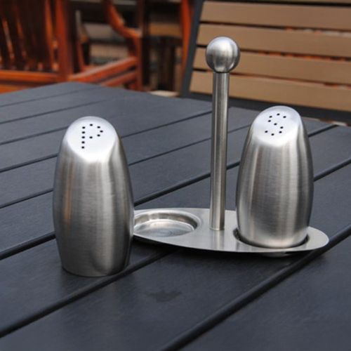 Set salero y pimentero de acero inoxidable 13x6x12.5 cm