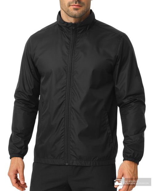 Chaqueta impermeable deportiva Teammate negra texturizada para hombre