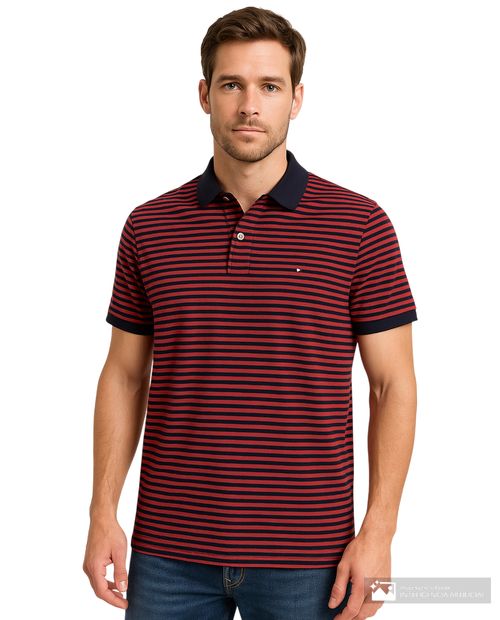 Camisa polo Tommy Hilfiger regular fit bicolor rayada para hombre