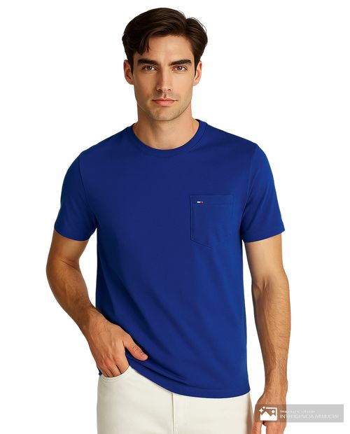 Camiseta Tommy Hilfiger regular fit azul sólida para hombre