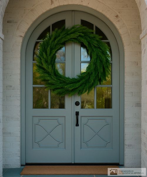 Corona decorativa de ramas de ciprés 55 cm