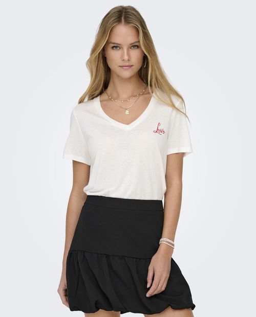 Camiseta Only blanca manga corta para mujer
