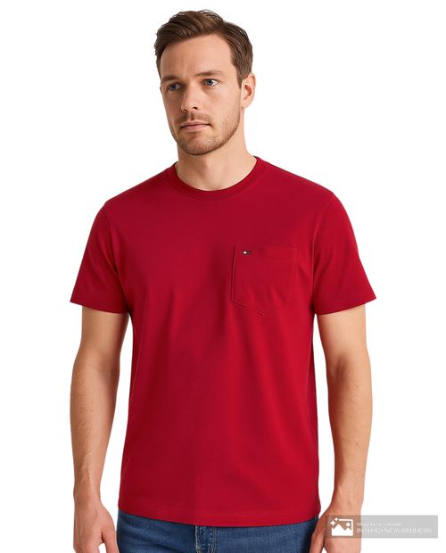 Camiseta Tommy Hilfiger regular fit roja sólida para hombre