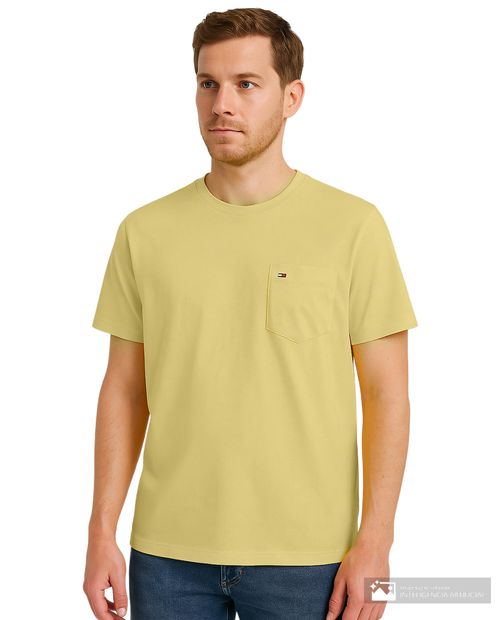 Camiseta Tommy Hilfiger regular fit amarilla sólida para hombre