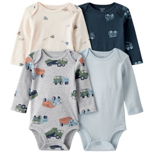 Set de 4 mamelucos multicolor con estampado para bebé niño
